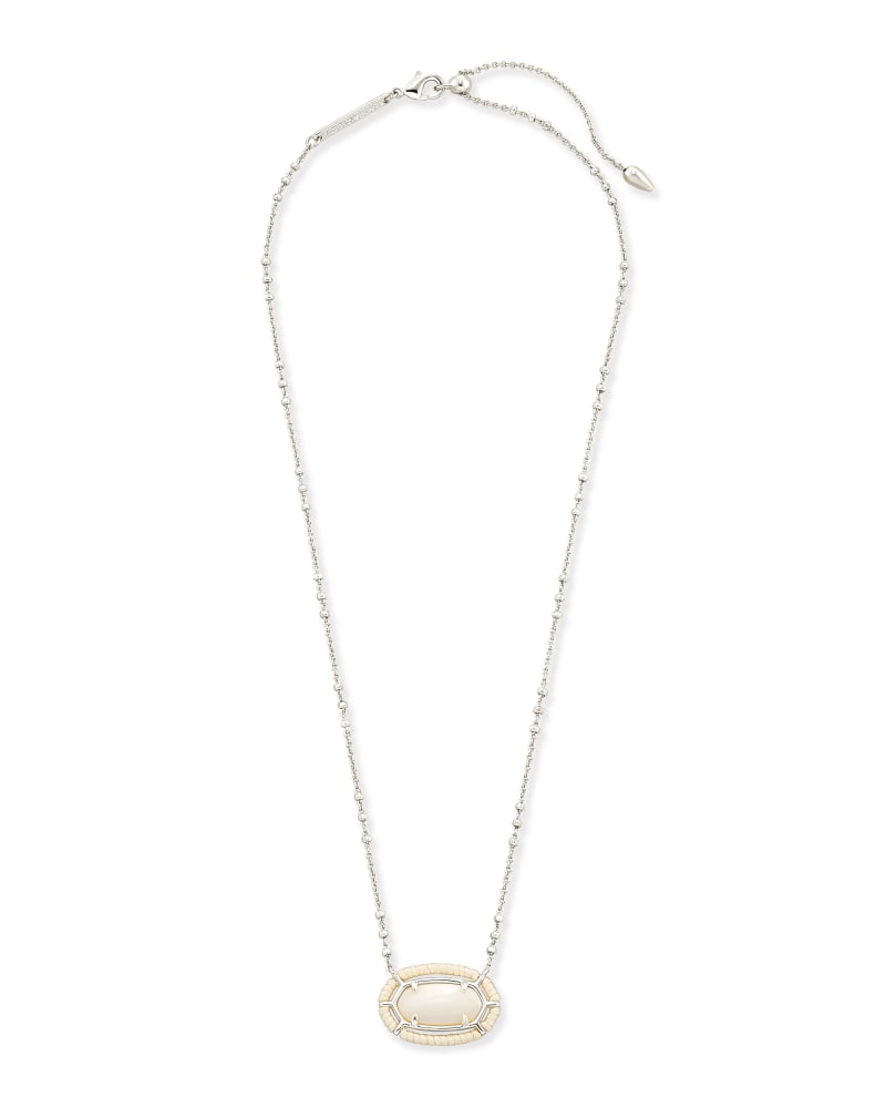 Threaded Elisa Silver Pendant Necklace in White Mother-Of-Pearl image number 1